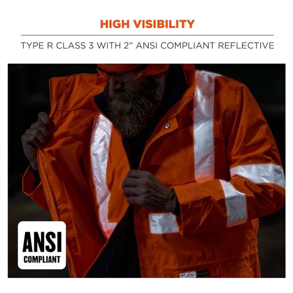Ergodyne GloWear High Vis warm 4-in-1 Reflective Safety Jacket Orange size Large - Picture 8 of 16